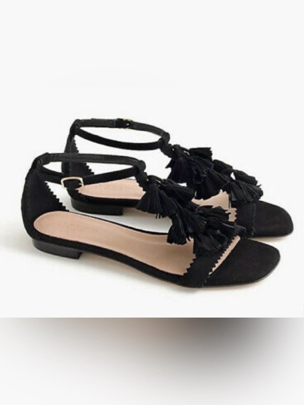 J Crew Black Suede Tassel Flat Shoe New in Box $168